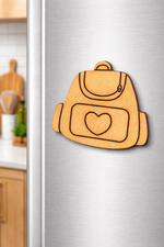 MDF backpack DIY fridge magnet unpainted craft cutout for home decor mounted on fridge 