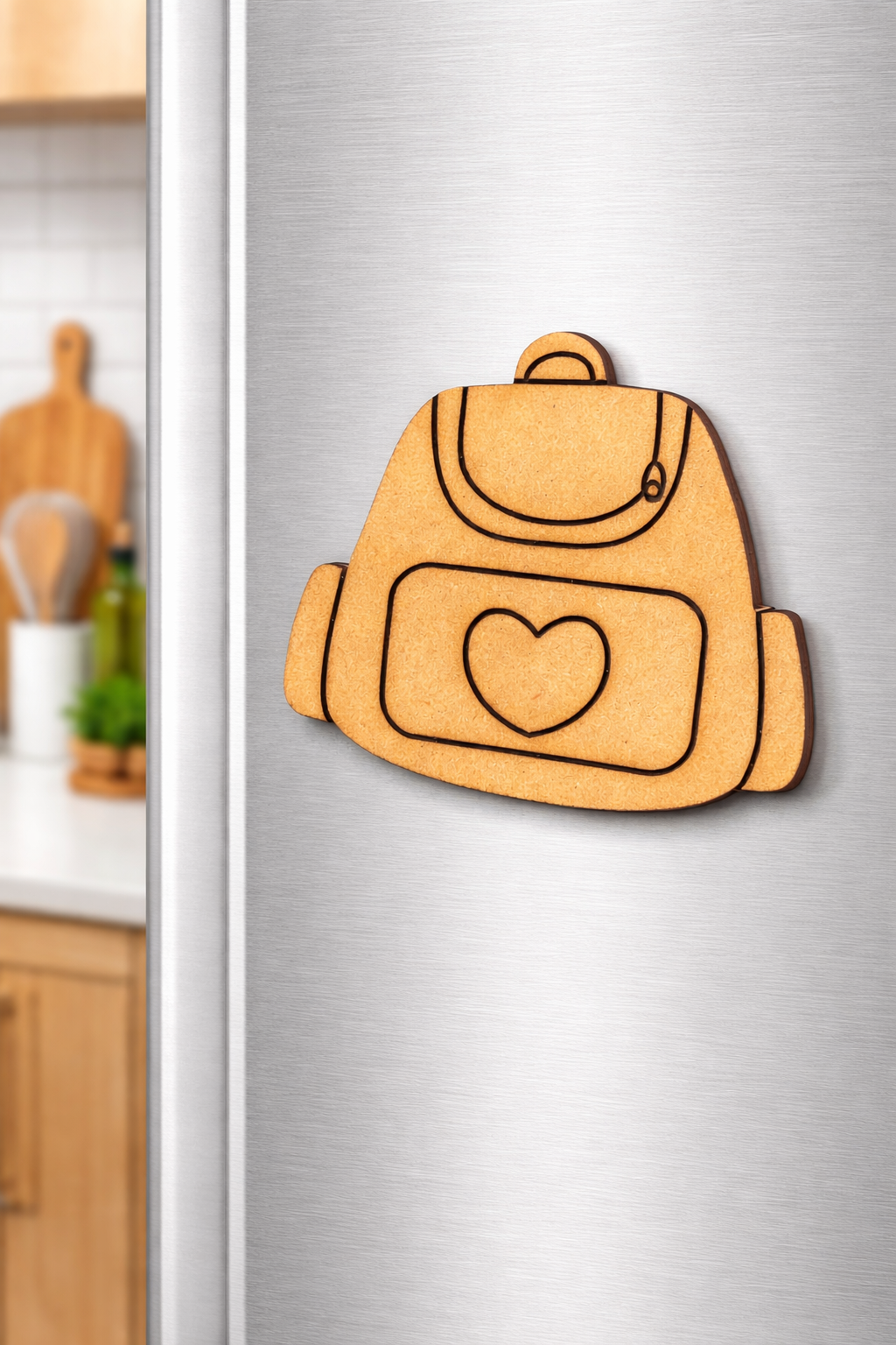 MDF backpack DIY fridge magnet unpainted craft cutout for home decor mounted on fridge 