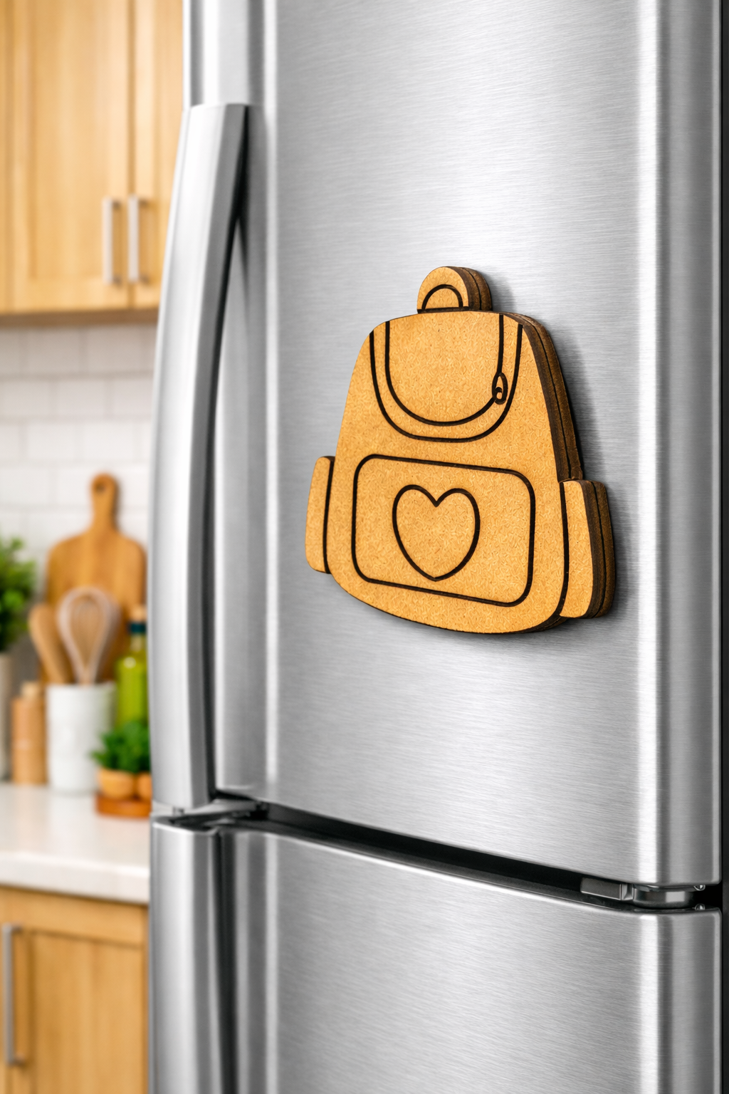 MDF backpack DIY fridge magnet unpainted craft cutout for home decor mounted on fridge 