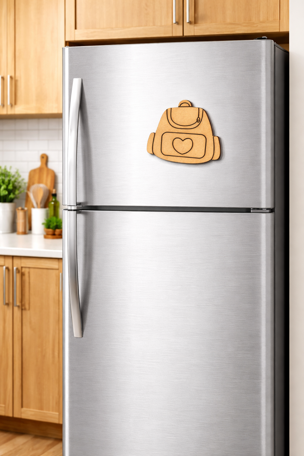 MDF backpack DIY fridge magnet unpainted craft cutout for home decor mounted on fridge 