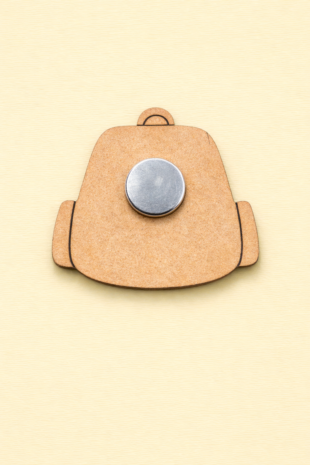 backside of MDF backpack DIY fridge magnet unpainted craft cutout for home decor