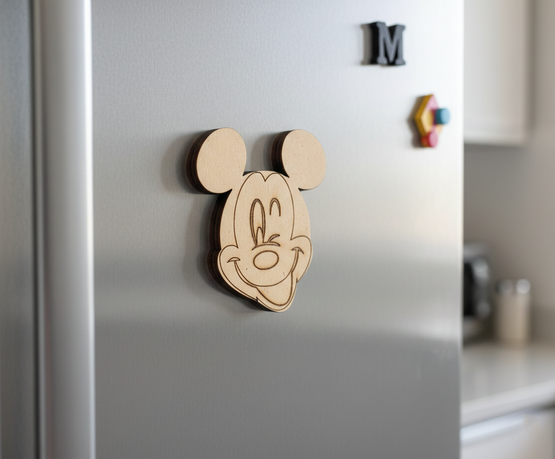 MDF cartoon mouse DIY fridge magnet unpainted craft cutout for home decor mounted on fridge 