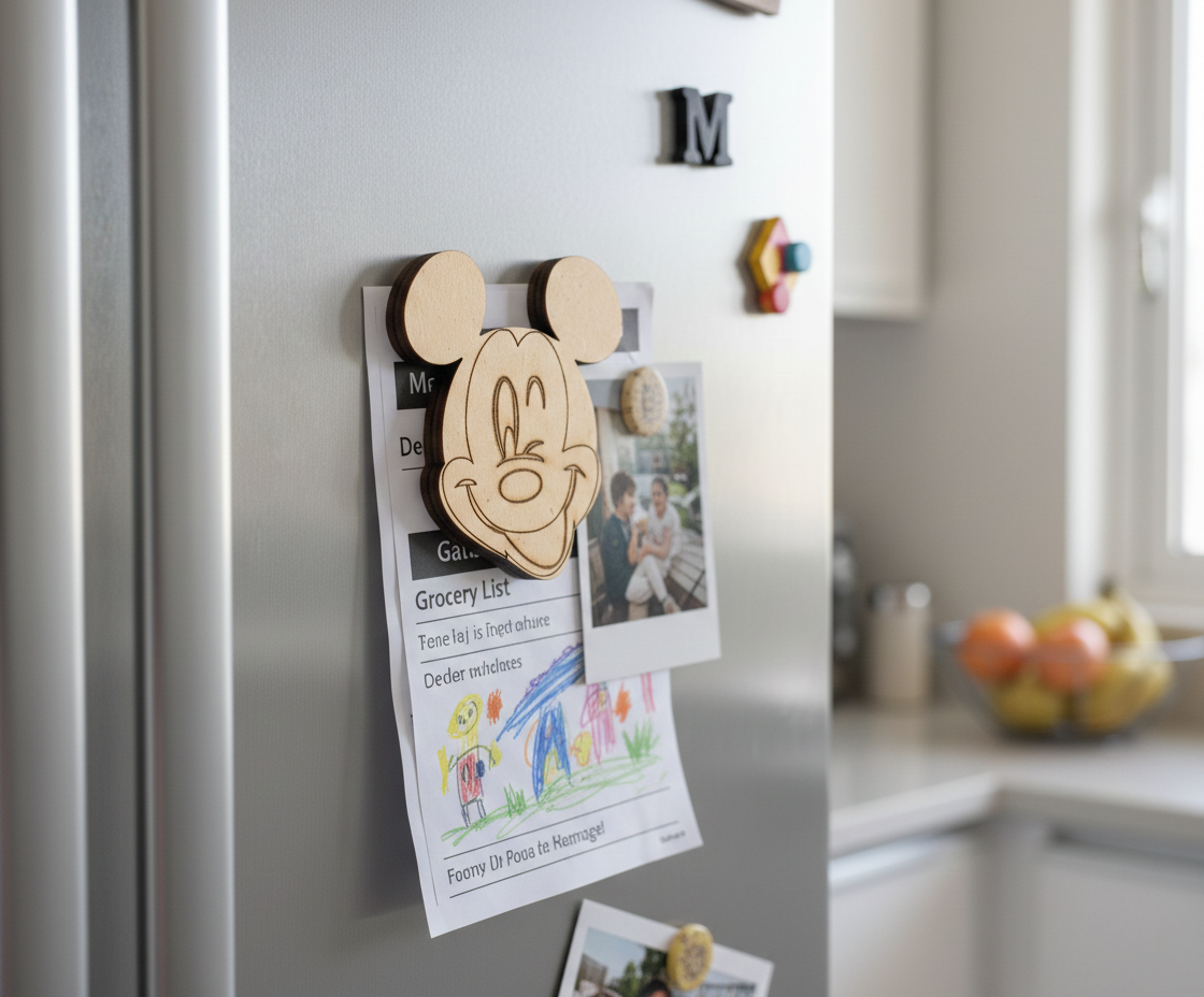 MDF cartoon mouse DIY fridge magnet unpainted craft cutout for home decor mounted on fridge 