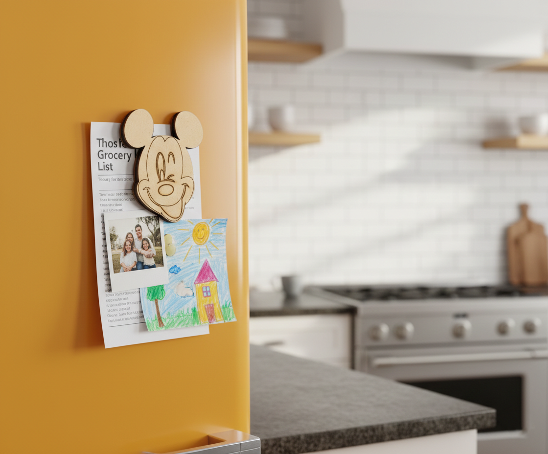 MDF cartoon mouse DIY fridge magnet unpainted craft cutout for home decor mounted on fridge 