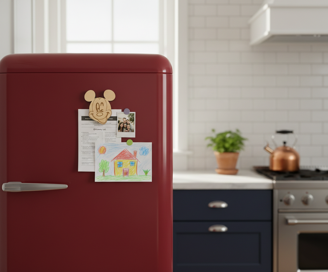 MDF cartoon mouse DIY fridge magnet unpainted craft cutout for home decor mounted on fridge 