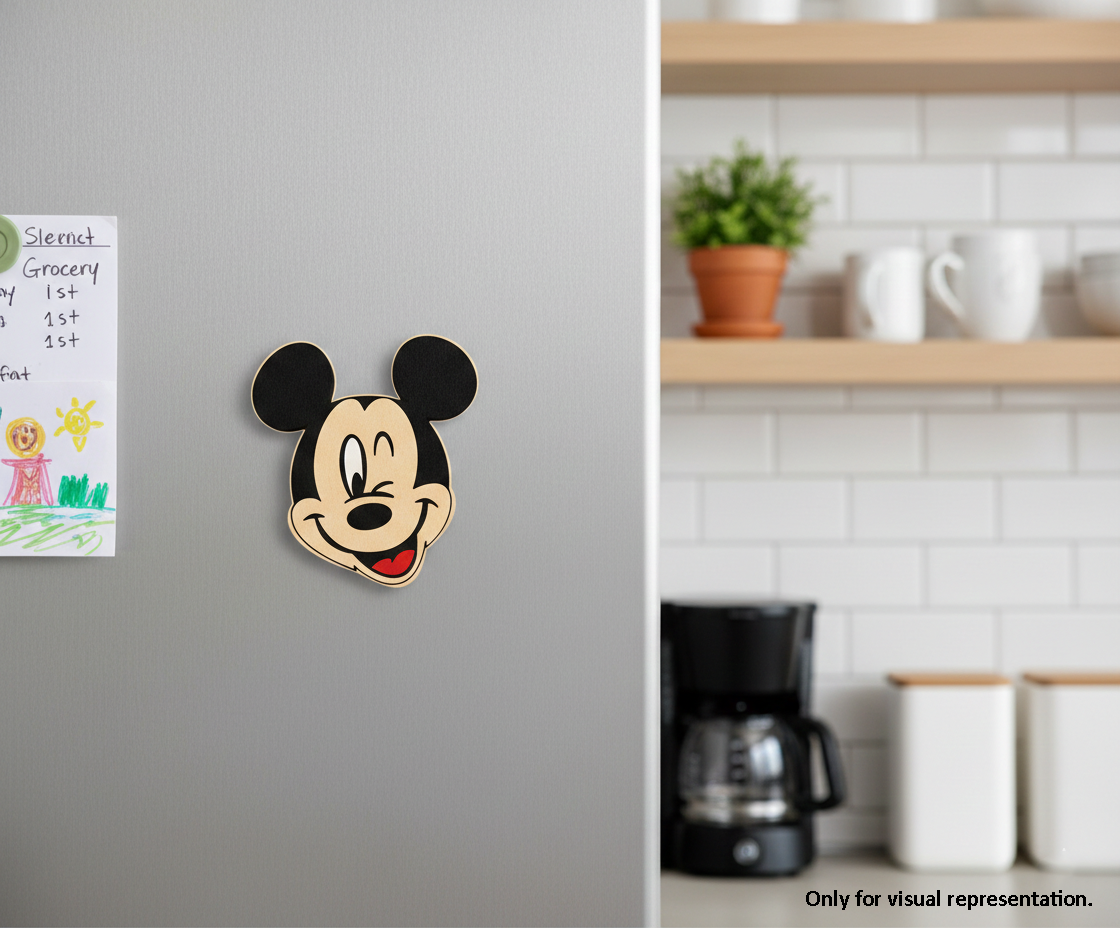 MDF cartoon mouse DIY fridge magnet painted craft cutout for home decor mounted on fridge 