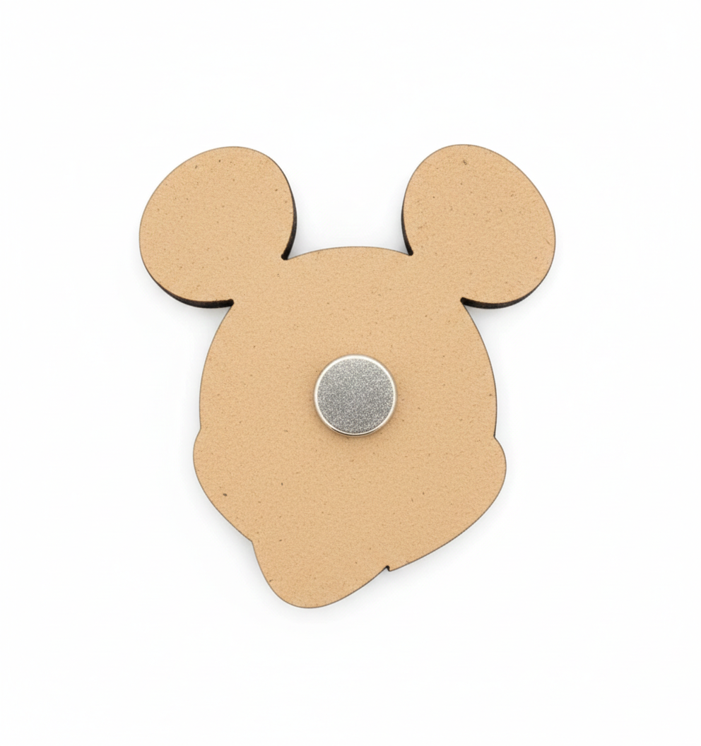 bavkside of MDF cartoon mouse DIY fridge magnet unpainted craft cutout for home decor
