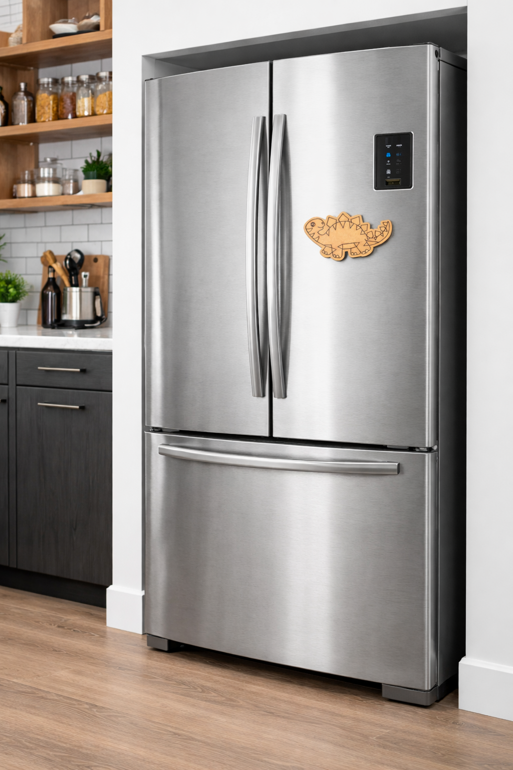 MDF dinosaur DIY fridge magnet unpainted craft cutout for home decor mounted on fridge