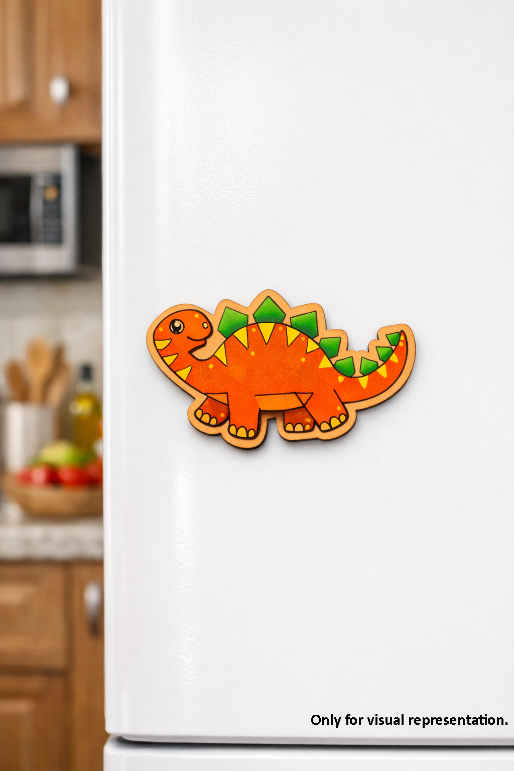 MDF dinosaur DIY fridge magnet painted craft cutout for home decor mounted on fridge