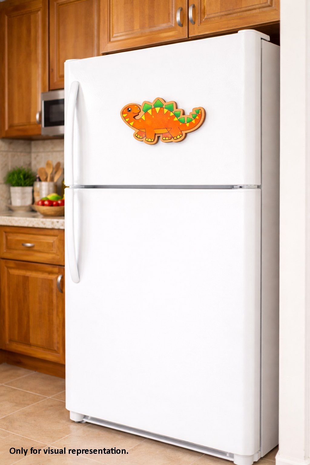 MDF dinosaur DIY fridge magnet painted craft cutout for home decor mounted on fridge