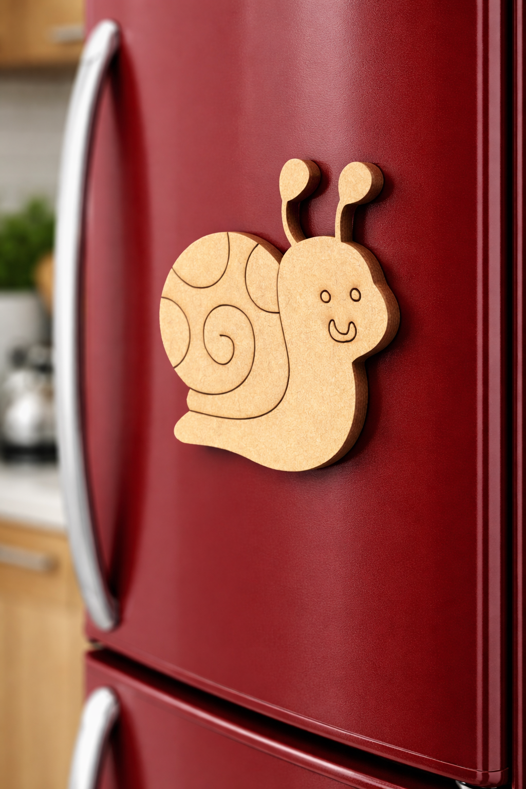 MDF snail DIY fridge magnet unpainted craft cutout for home decor mounted on fridge 