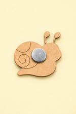 backside of MDF snail DIY fridge magnet unpainted craft cutout for home decor