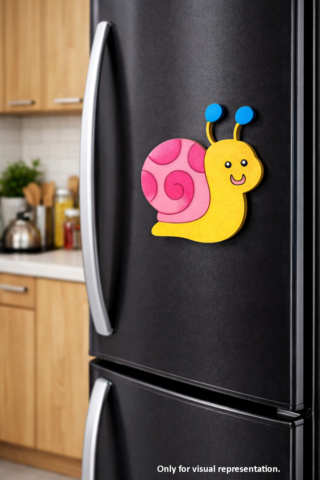 MDF snail DIY fridge magnet painted craft cutout for home decor mounted on fridge 