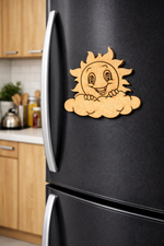 MDF sun DIY fridge magnet unpainted craft cutout for home decor mounted on fridge 