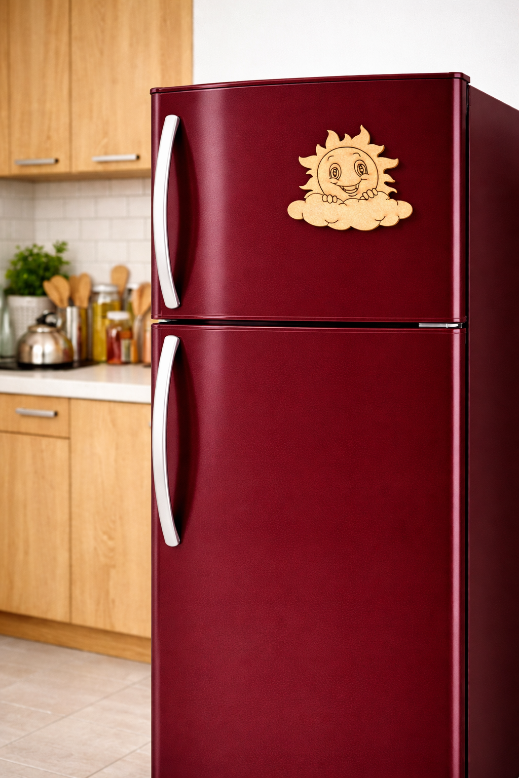 MDF sun DIY fridge magnet unpainted craft cutout for home decor mounted on fridge 
