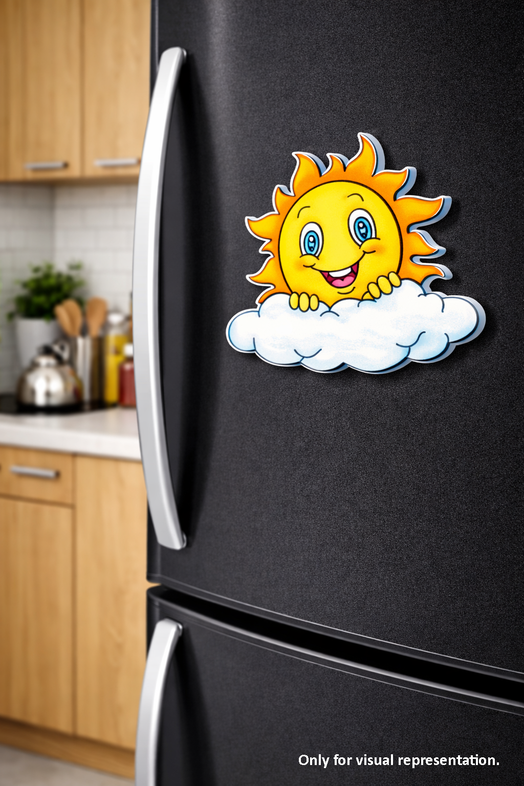 MDF sun DIY fridge magnet painted craft cutout for home decor mounted on fridge 