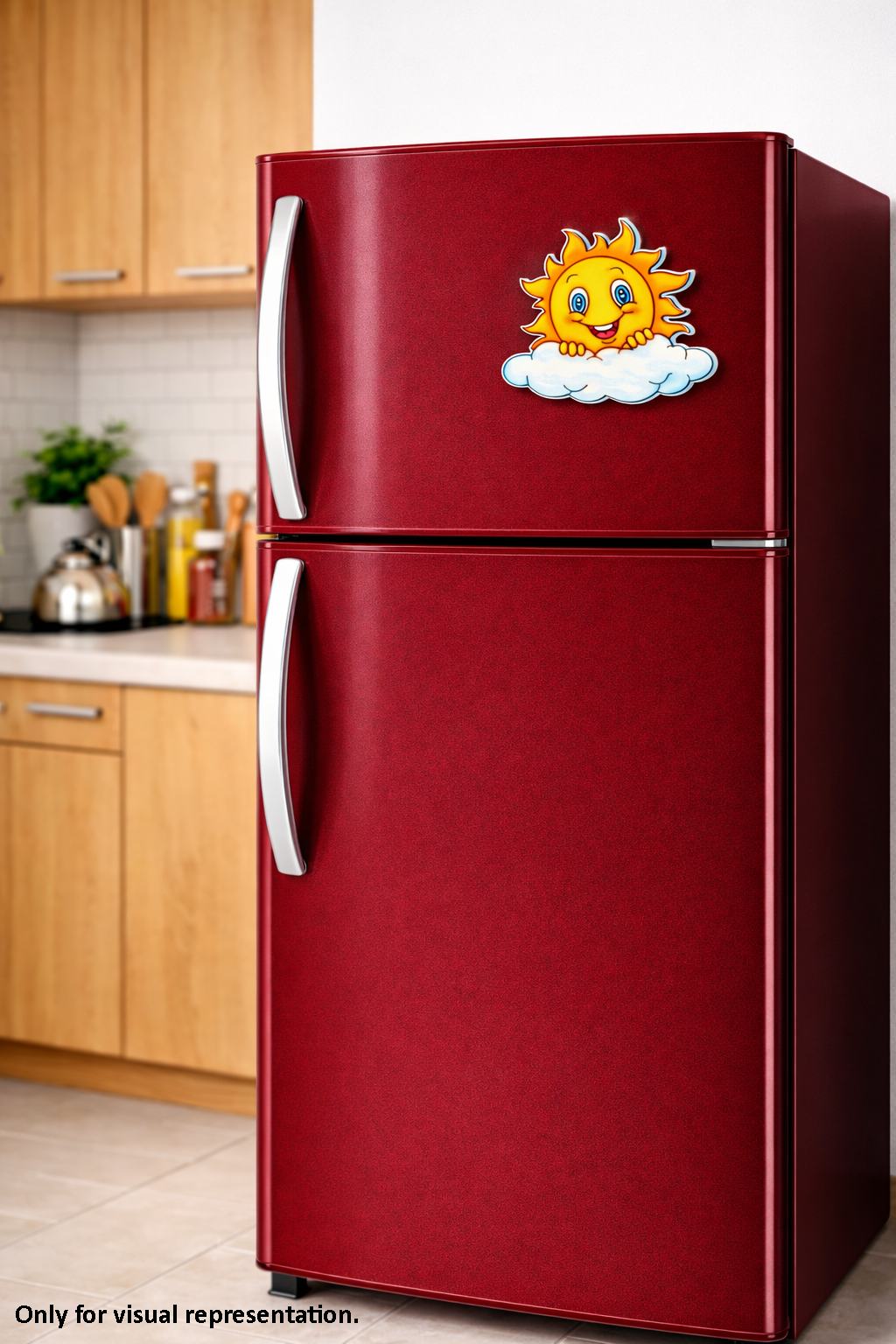 MDF sun DIY fridge magnet painted craft cutout for home decor mounted on fridge 