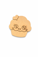 MDF cupcake DIY fridge magnet unpainted craft cutout for home decor