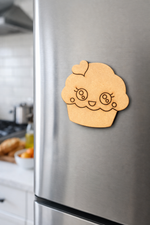 MDF cupcake DIY fridge magnet unpainted craft cutout for home decor mounted on fridge 