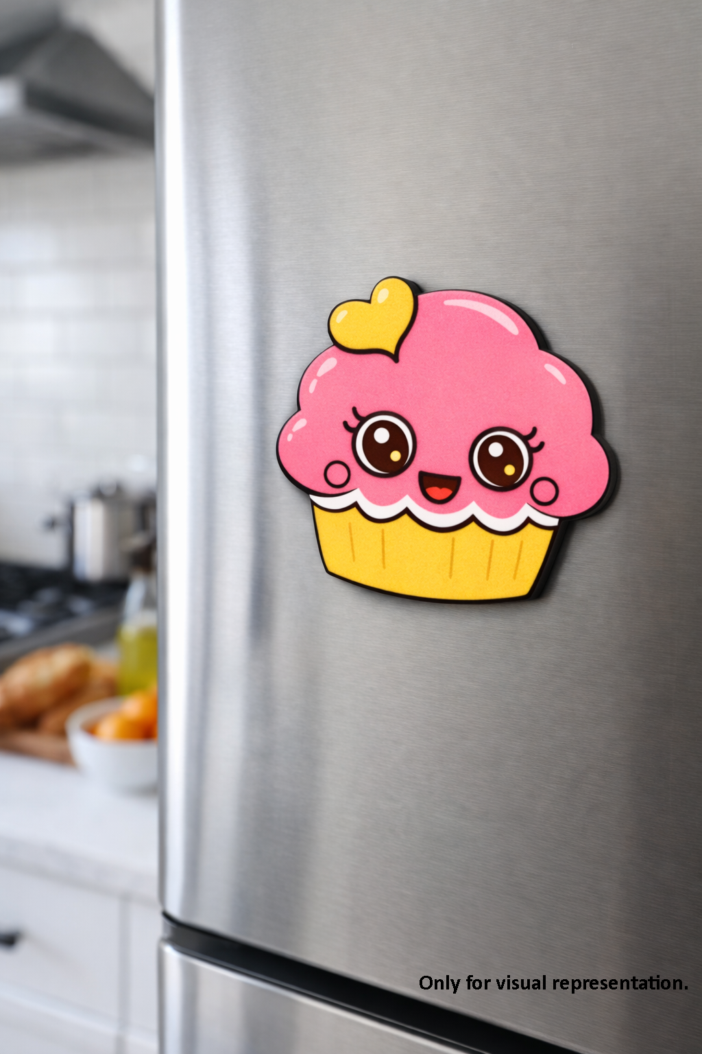 MDF cupcake DIY fridge magnet painted craft cutout for home decor mounted on fridge 