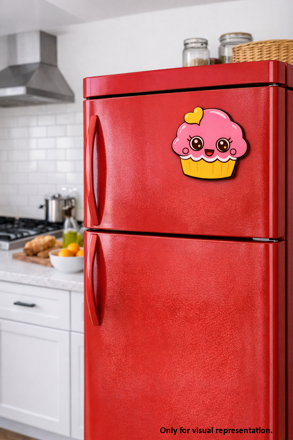 MDF cupcake DIY fridge magnet painted craft cutout for home decor mounted on fridge 