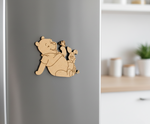 MDF bear friends DIY fridge magnet unpainted craft cutout for home decor mounted on fridge 