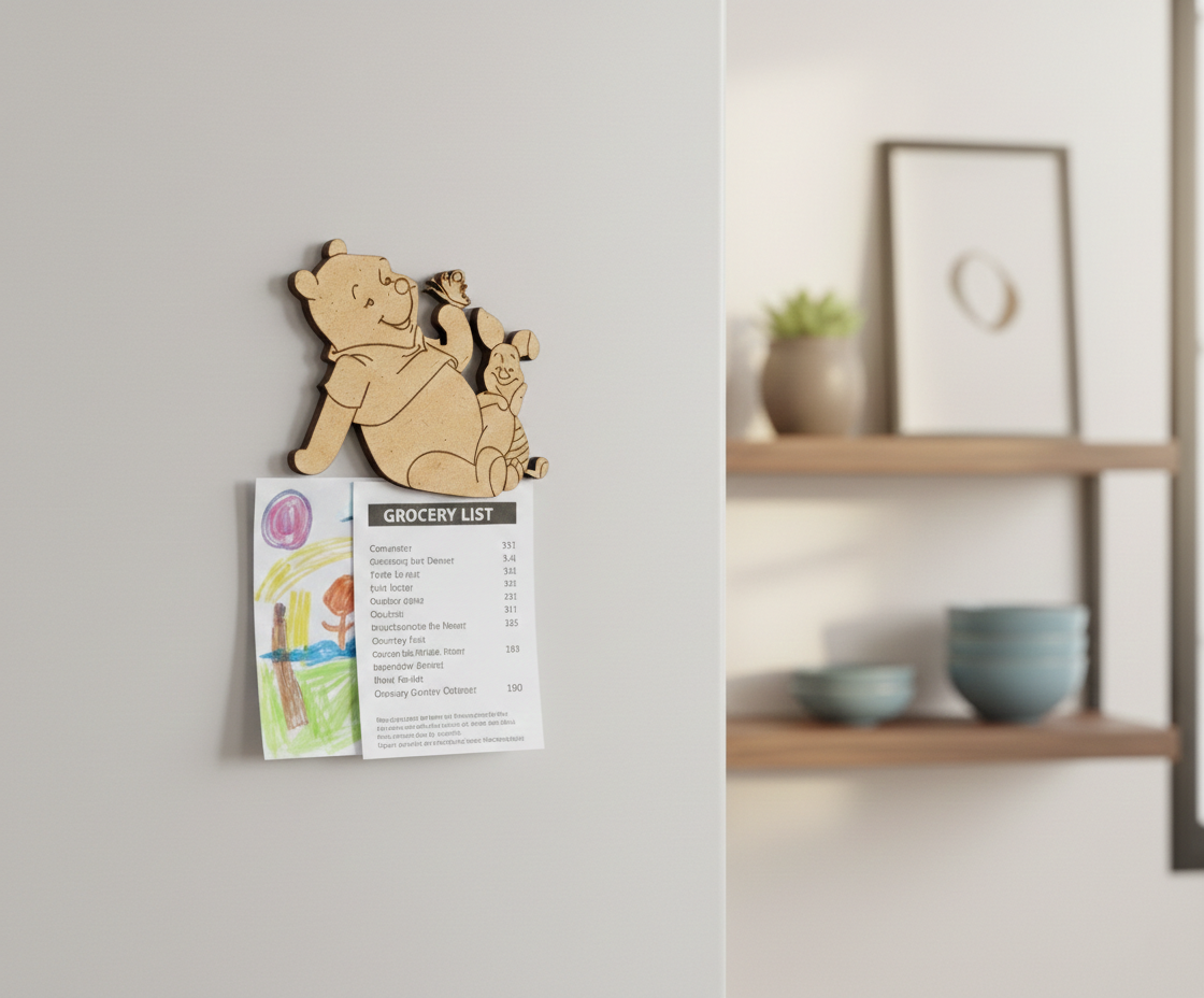 MDF bear friends DIY fridge magnet unpainted craft cutout for home decor mounted on fridge 