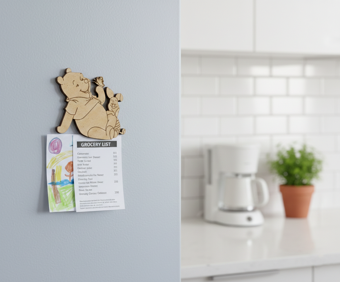 MDF bear friends DIY fridge magnet unpainted craft cutout for home decor mounted on fridge 