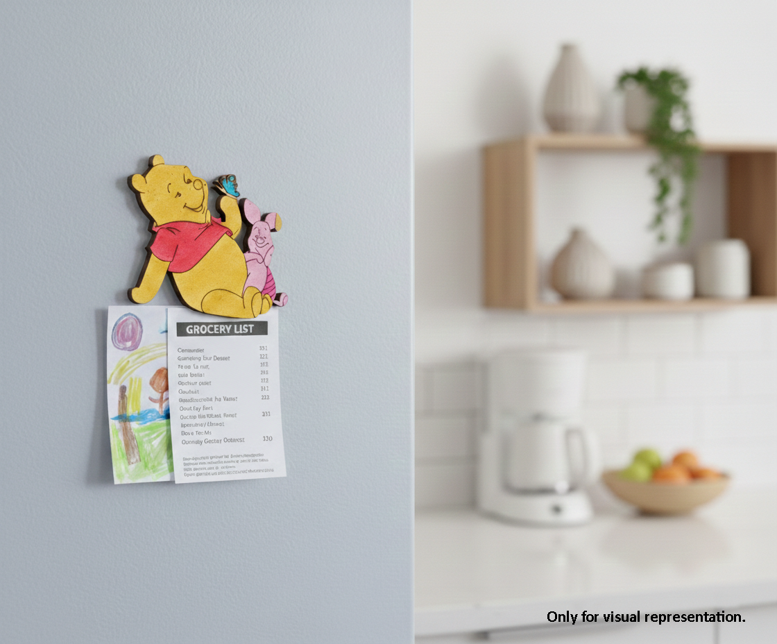 MDF bear friends DIY fridge magnet painted craft cutout for home decor mounted on fridge 