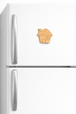 MDF house DIY fridge magnet unpainted craft cutout for home decor, mounted on fridge
