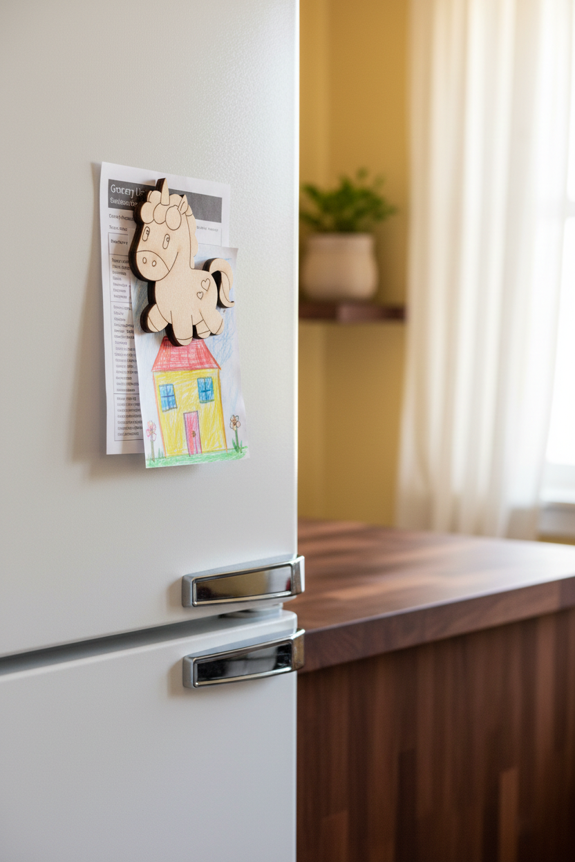 MDF cute unicorn DIY fridge magnet unpainted craft cutout for home decor mounted on fridge