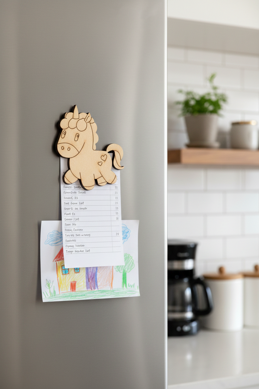 MDF cute unicorn DIY fridge magnet unpainted craft cutout for home decor mounted on fridge