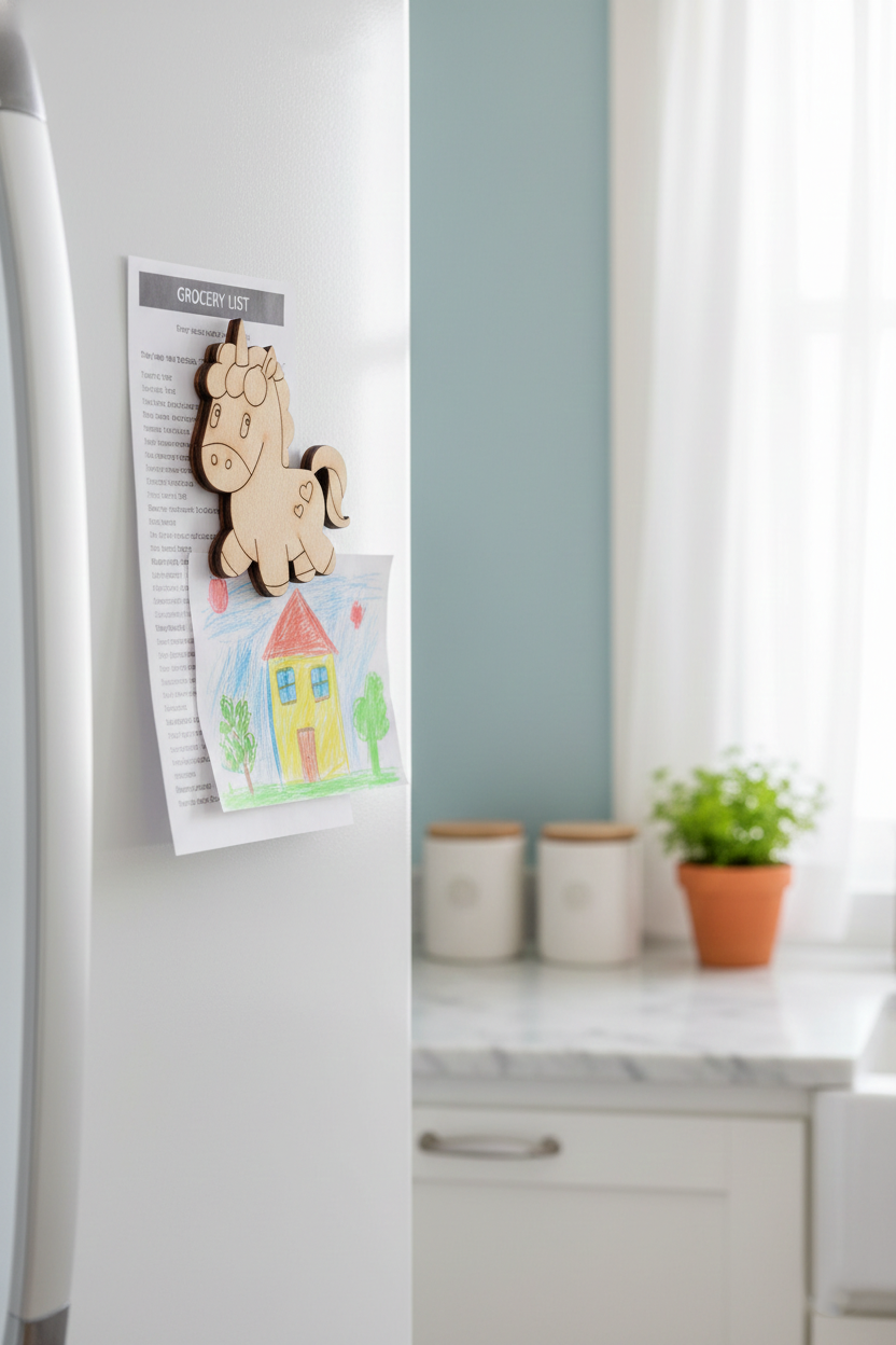 MDF cute unicorn DIY fridge magnet unpainted craft cutout for home decor mounted on fridge