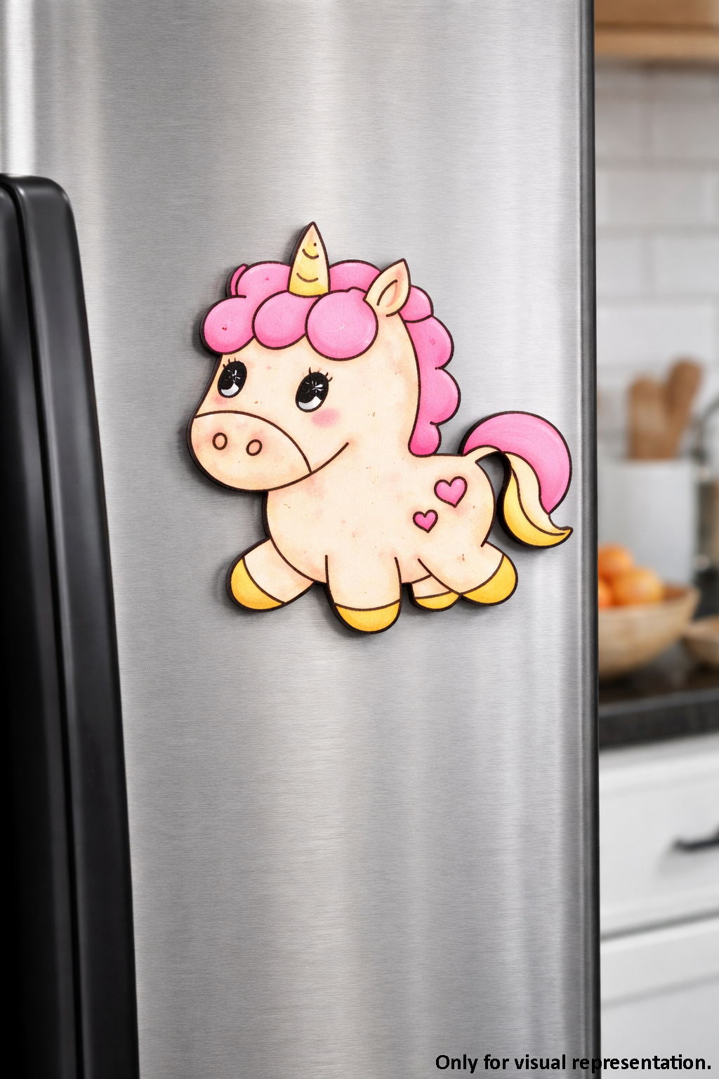 MDF cute unicorn DIY fridge magnet painted craft cutout for home decor mounted on fridge