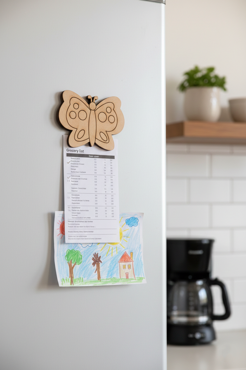 MDF Butterfly Fridge Magnet DIY Craft Cutout Decor Gift Sets unpainted laser cut base, mounted on fridge 