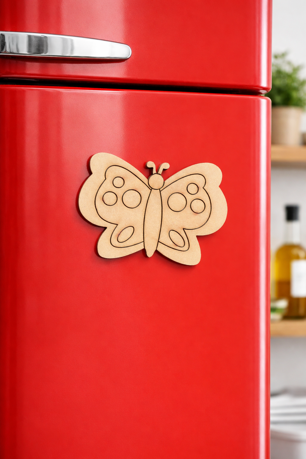 MDF Butterfly Fridge Magnet DIY Craft Cutout Decor Gift Sets unpainted laser cut base, mounted on fridge 