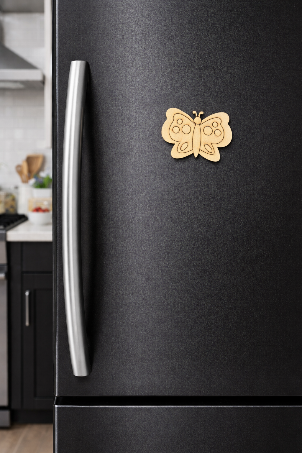 MDF Butterfly Fridge Magnet DIY Craft Cutout Decor Gift Sets unpainted laser cut base, mounted on fridge 