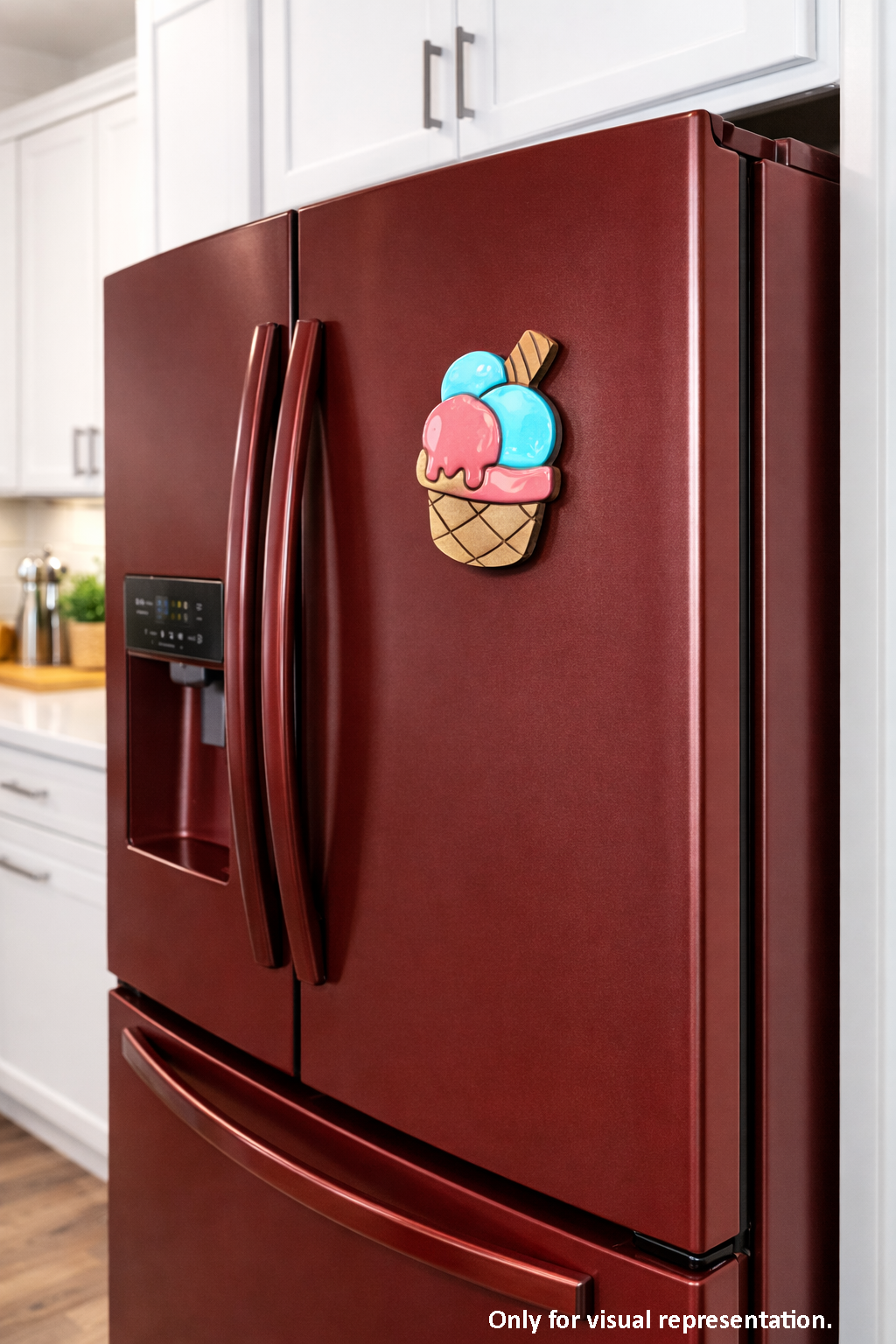 MDF Ice Cream Fridge Magnet DIY Craft Cutout Decor Gift Sets unpainted laser cut base, mounted on fridge