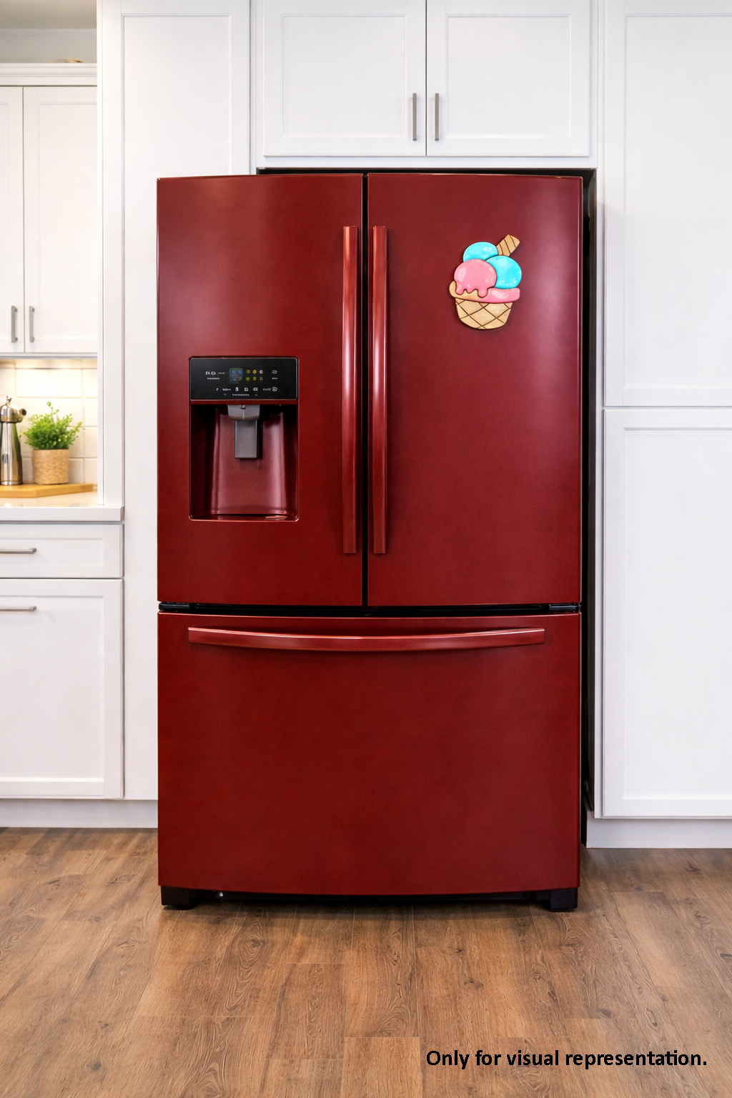 MDF Ice Cream Fridge Magnet DIY Craft Cutout Decor Gift Sets painted laser cut base, mounted on fridge