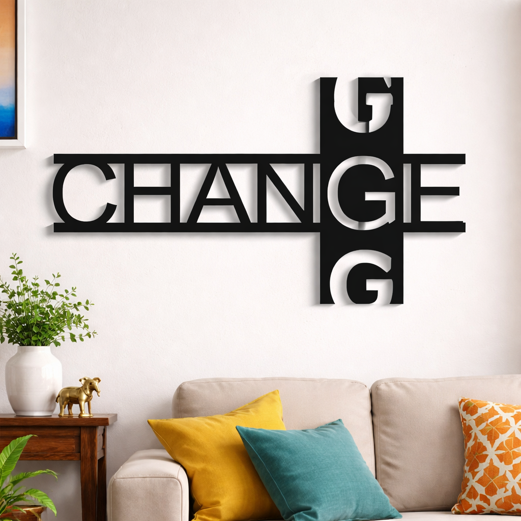 MDF Modern Wall Décor – “CHANGE” Quote Wall Art