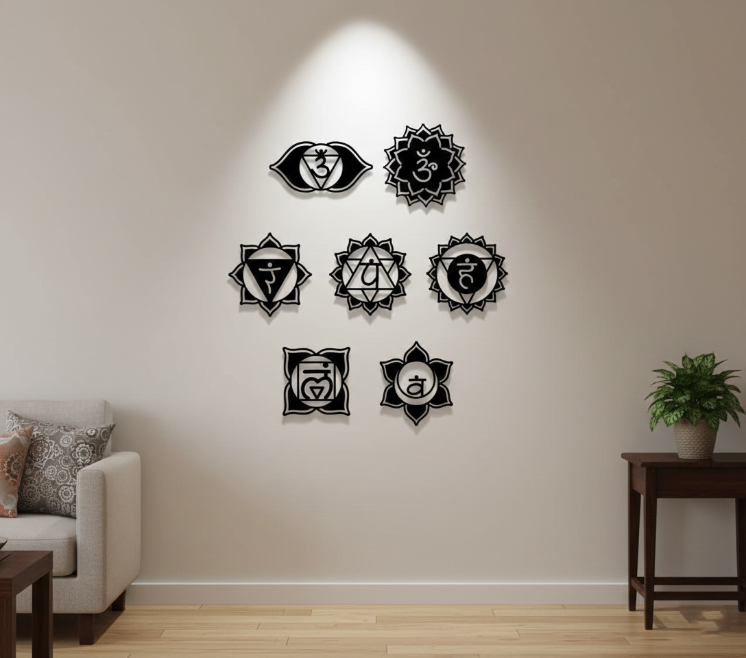Seven Chakra MDF Wall Decor for Meditation Room
