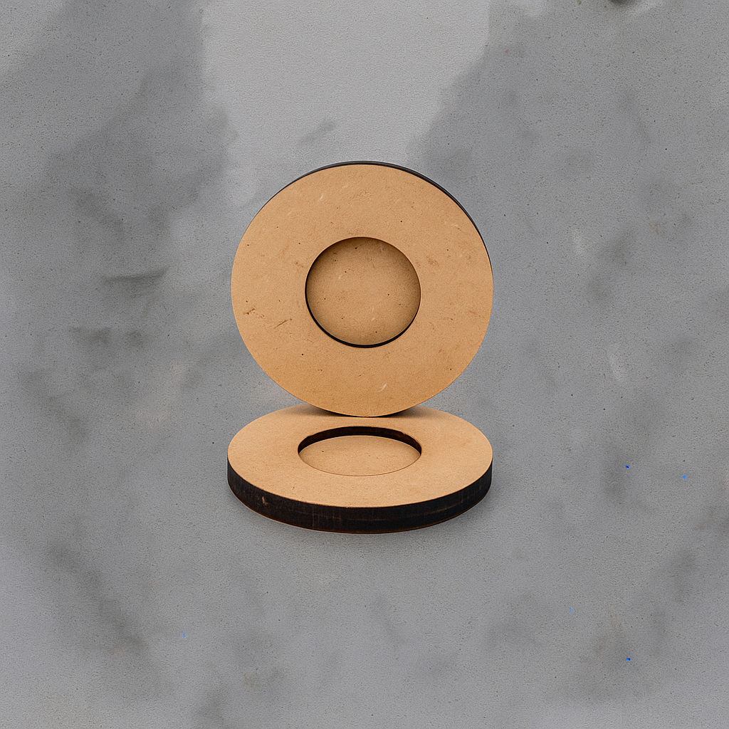 Round MDF tealight candle holder with center cavity – unfinished base for DIY crafts and home décor