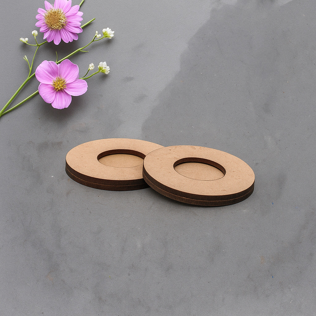 Round MDF tealight candle holder with center cavity – unfinished base for DIY crafts décor