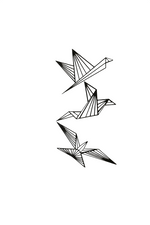 Origami birds MDF wall decor set with geometric bird designs 