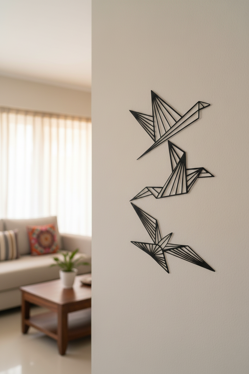 Origami Birds MDF Wall Decor for Modern Home Interior