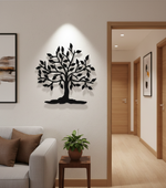 Tree MDF wall decor featuring a detailed tree silhouette mounted on a modern living room wall.