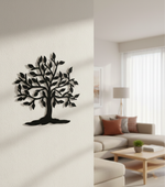 Tree MDF wall decor featuring a detailed tree silhouette mounted on a modern living room wall.