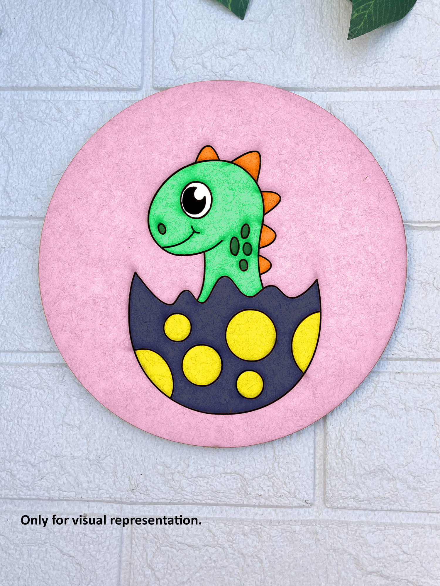 DIY dinosaur in egg pre-marked MDF base for kids’ painting and craft activities.