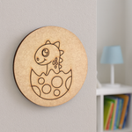 DIY dinosaur in egg pre-marked MDF base for kids’ painting and craft activities.