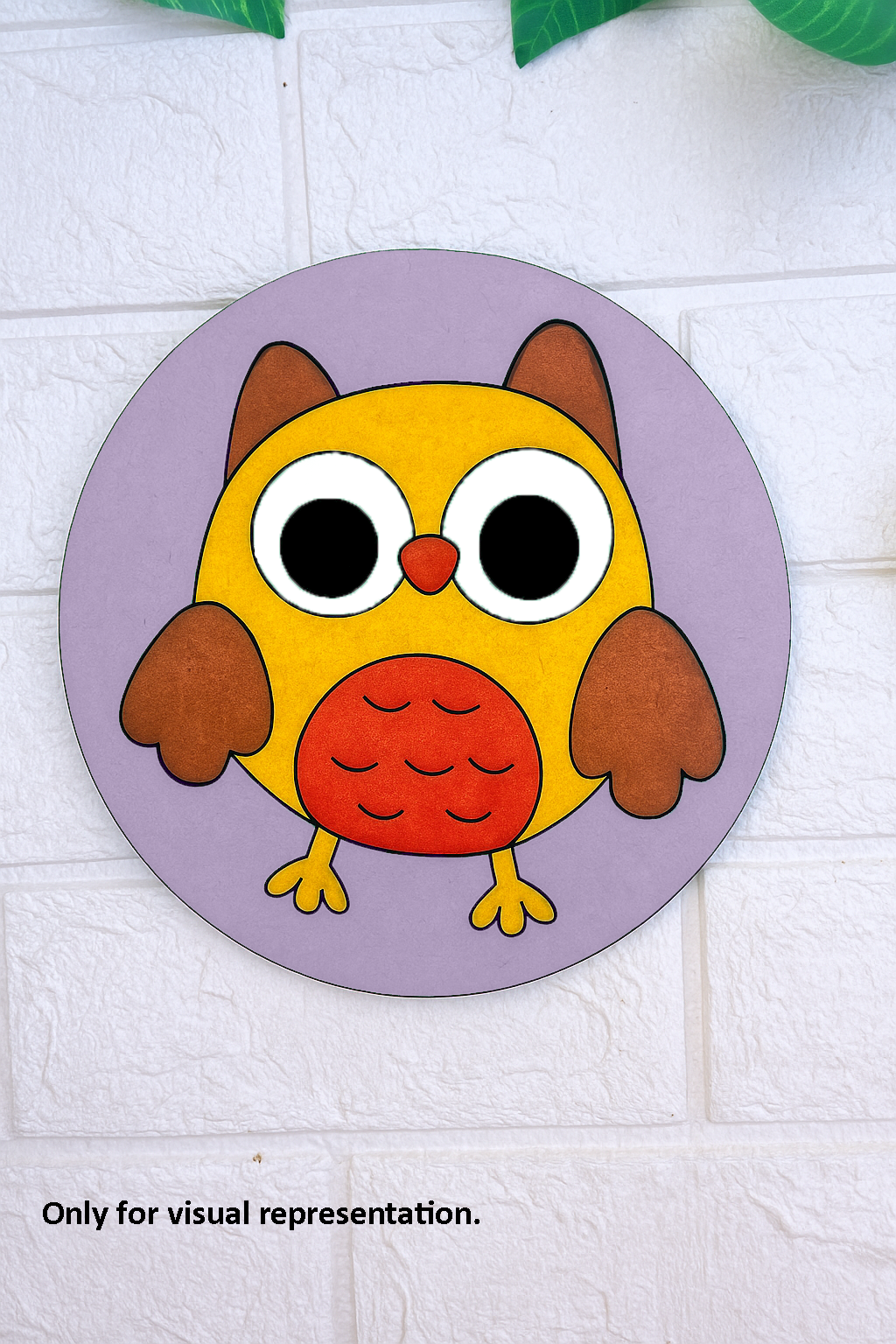 Colorful owl design on a round MDF base for kids DIY craft